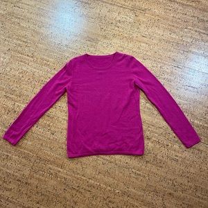 100% Cashmere Sweater, 2 Ply, Vibrant Fuchsia Color, Size Large